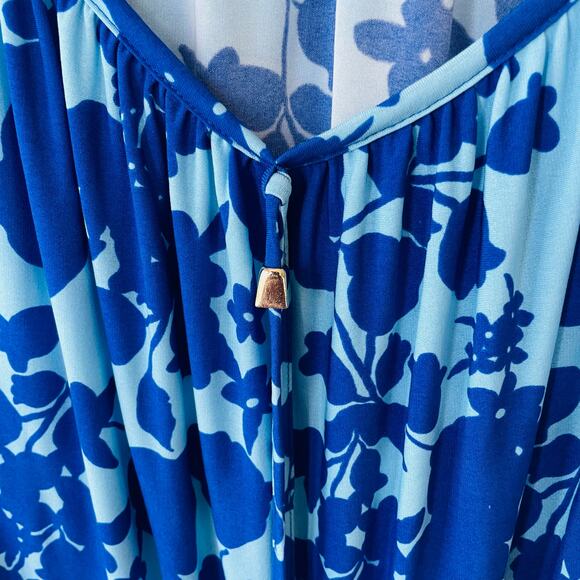 Susan Graver Líquid Knit Size 1X RUNS BIG Babydoll long top blue - Picture 4 of 12